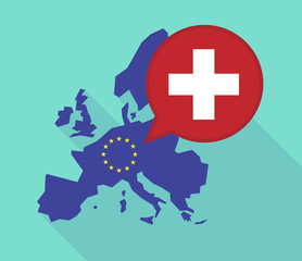 Map of the EU map with   the Swiss flag