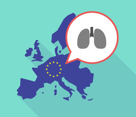 Map of the EU map with  a healthy human lung icon
