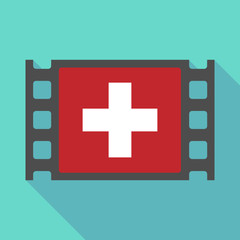 Obraz premium Long shadow film frame with the Swiss flag