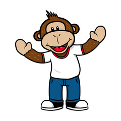 Friendly Cartoon Monkey Character Vector Illustration