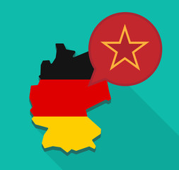 Map of Germany with  the red star of communism icon