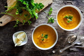 Bowls Of Homemade Carrot Soup