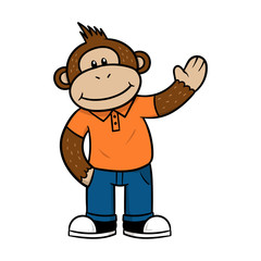 Friendly Cartoon Monkey Character Vector Illustration