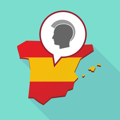 Fototapeta na wymiar Map of Spain with a male punk head silhouette