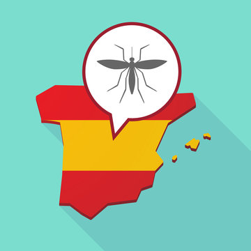 Map of Spain with  a mosquito