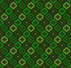 vector knitting seamless background: shamrock geometric pattern - 136034200
