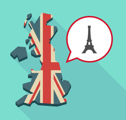 Map of UK with   the Eiffel tower