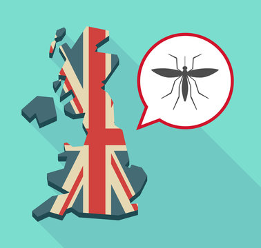Map of UK with  a mosquito