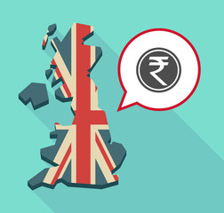 Map of UK with  a rupee coin icon