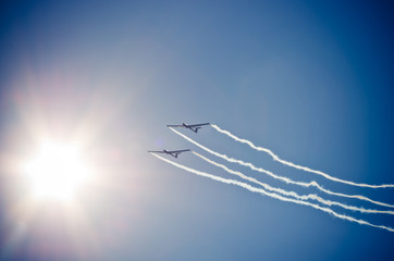 Plane on the sky during the airshow