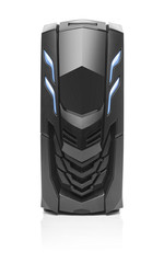 Black computer system unit.