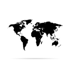 World map black colored on a white background