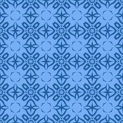 Decorative Retro Seamless Pattern. Ornamental Blue Background