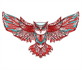 Fototapeta premium Hand drawn vector doodle owl illustration. 