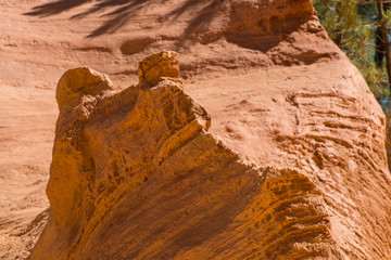 Orange ochre pigment picturesque hills.  Roussillon, Provence, France
