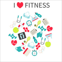 I love fitness illustration. Healthy lifestyle icons.