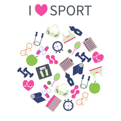 I love sport illustration. Healthy lifestyle icons.