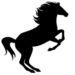 Obraz na płótnie Canvas rearing horse fine vector silhouette - black over white