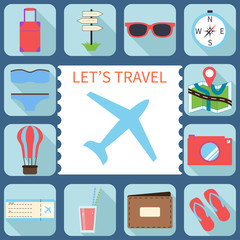 Travel icons set. Vector illustration.