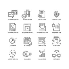 Thin line flat business isolated black icons