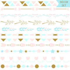 Set of cute universal borders. Vector illustration.