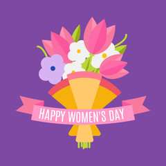 Wedding bouquet flowers vector illustration. Happy women's day. Beautiful wedding congratulation bouquet isolated on background. Wedding bouquet flat style. Wedding flowers isolated vector