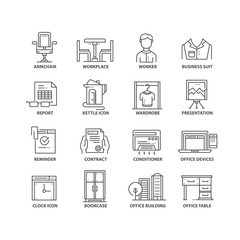 Thin line flat business isolated black icons