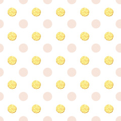 Gold polka dots seamless pattern. © Annakristal