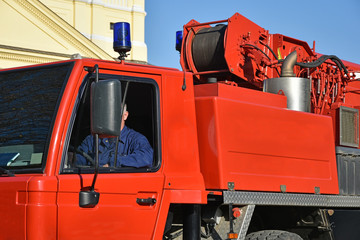 Emergency services crane vehicle