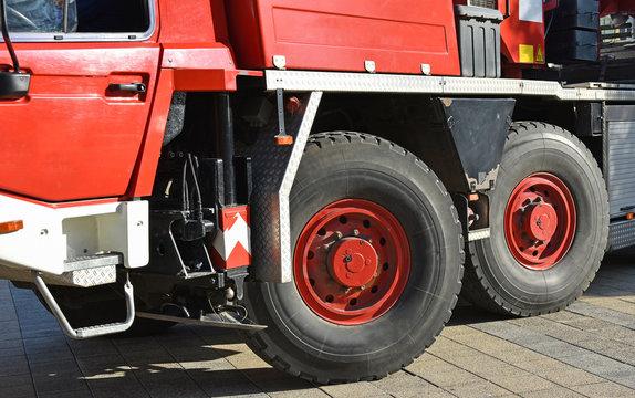 Tires of a large crane vehicle