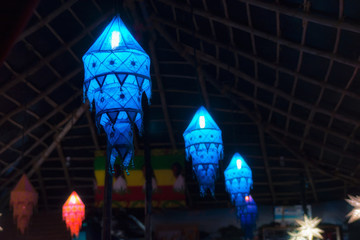 Goan lamp in deem light. Low light splittoned image.