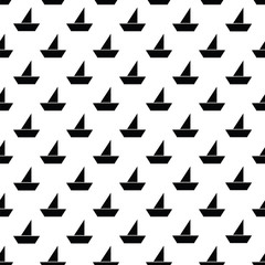 Geometric  monochrome abstract seamless pattern with sailboats
