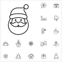 santa claus winter vector line icons set