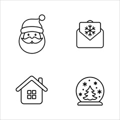 winter cold snow line icons set