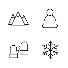 winter cold snow line icons set