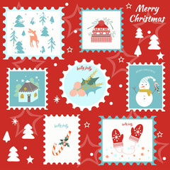 Fototapeta na wymiar Set of christmas cards.