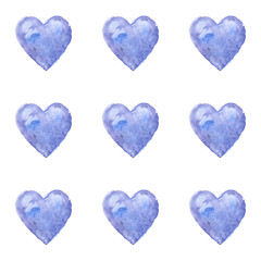 Watercolor hearts seamless background.