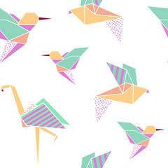 Fototapety  Ptaki origami wzór.
