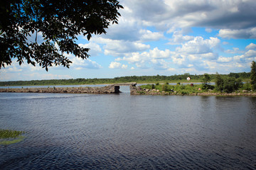 Пейзажи реки Невы у крепости Орешек, Ленинградская область, Россия
