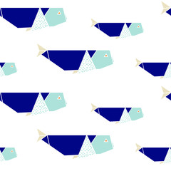 Fototapety  Wzór origami wieloryba. Ilustracja wektorowa.