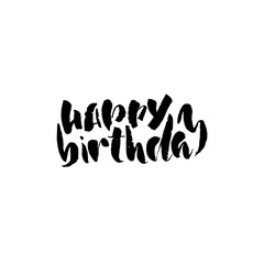 Happy birthday lettering for invitation and greeting card, prints and posters. Hand drawn inscription, calligraphic design. Vector illustration.