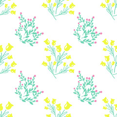 Obraz na płótnie Canvas Floral seamless pattern in green and yellow colors.
