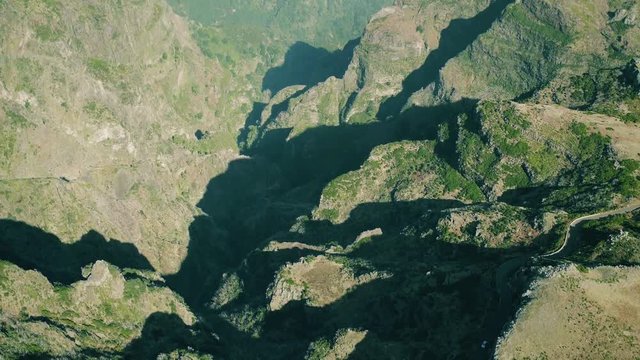 Aerial View of the Canyon and Mountains Near House