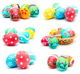 Collection of photos perfect colorful handmade easter eggs