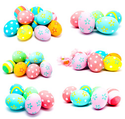 Collection of photos perfect colorful handmade easter eggs