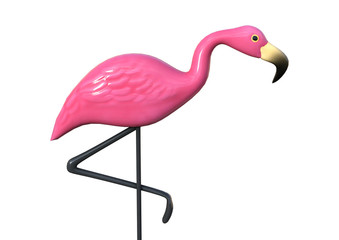 Naklejka premium 3D Rendering Pink Flamingo on White