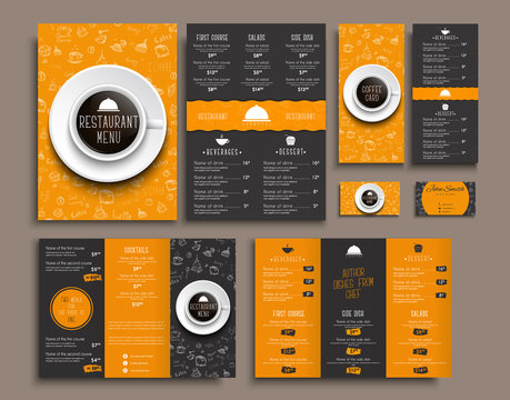 Template A4 menu, folding brochures and flyers narrow for a rest