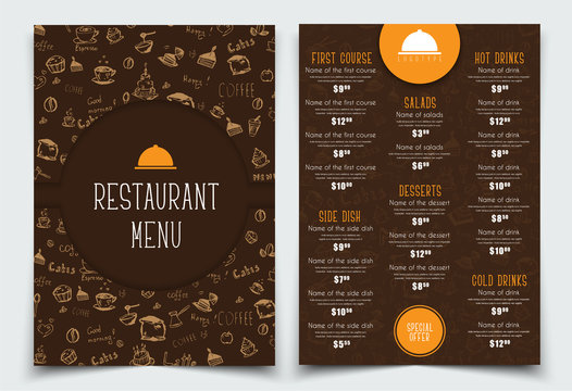 brown and orange Template with drawings of hands and logo.