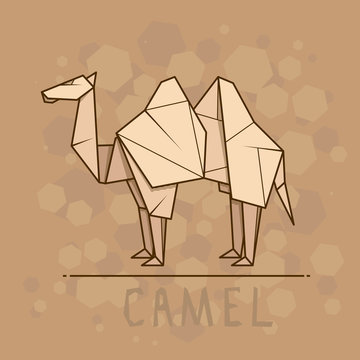 Vector illustration paper origami of camel.