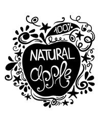 Illustration Of Apple Silhouette And Pattern.